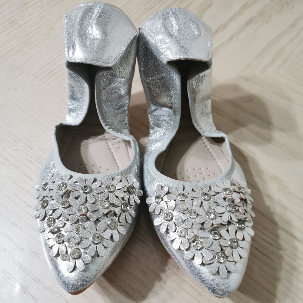 NWOT! Silver Ballerina Flats